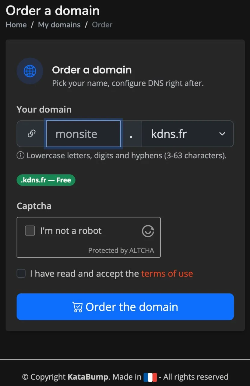 kdns.fr免费域名:可绑CF的建站解析入口
