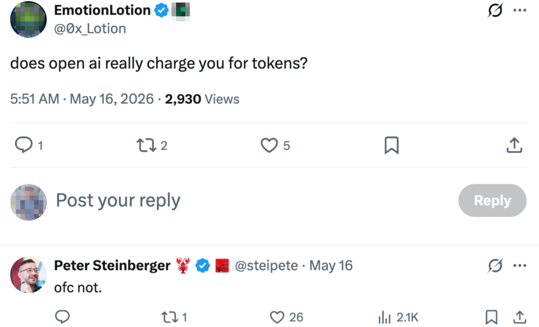 一个月烧掉130万美元Token！龙虾之父自曝账单，OpenAI全包