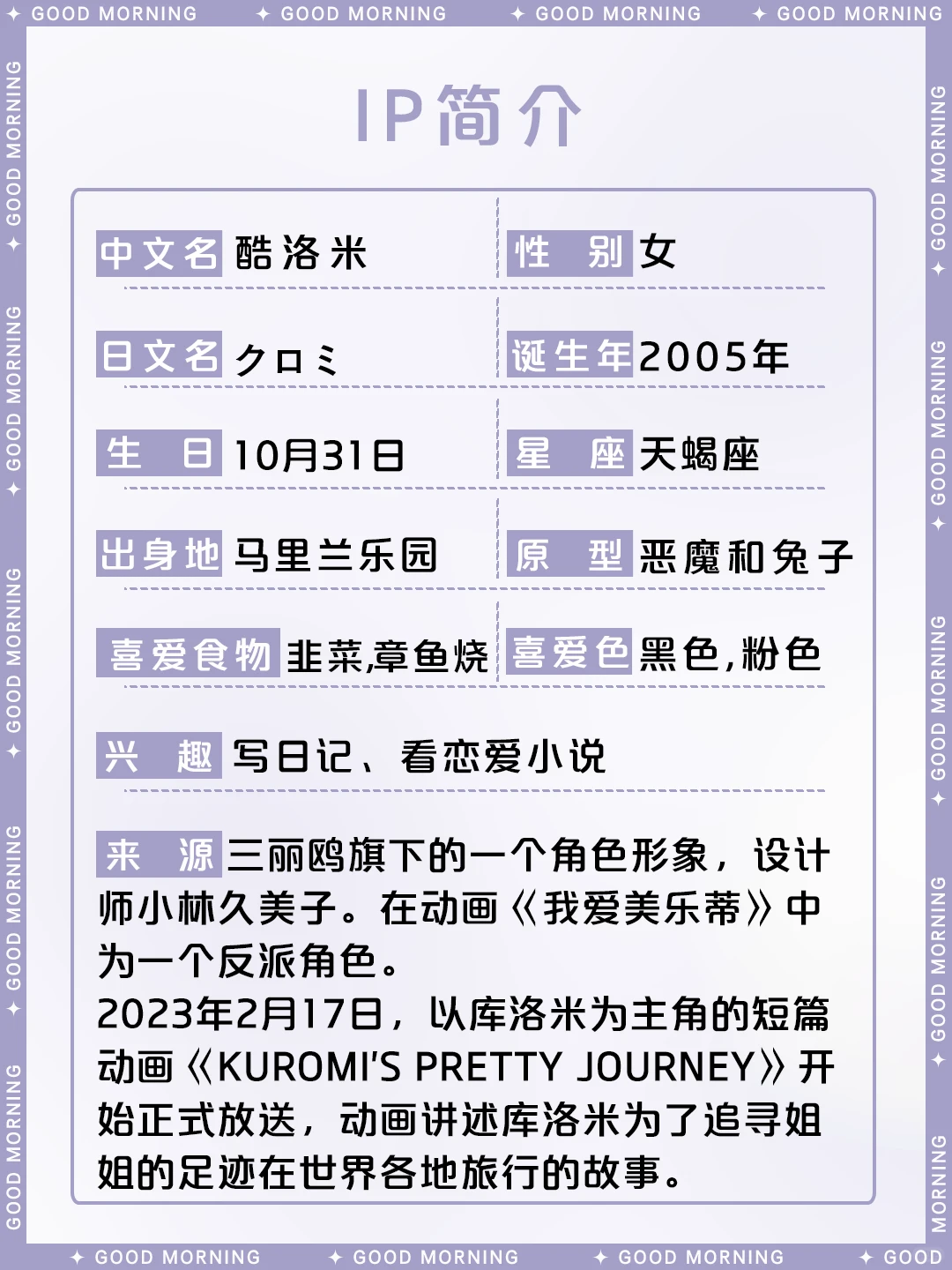 酷洛米Kuromi完整介绍：生日、性格、喜好与三丽鸥角色档案
