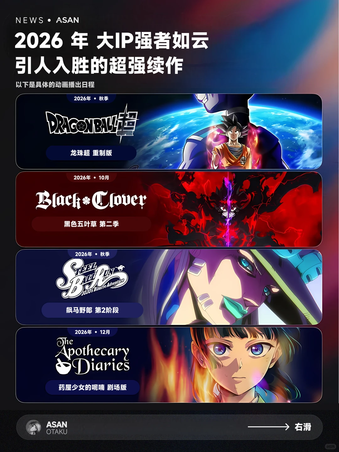 2026年神仙IP续作盘点：JOJO、死神、龙珠等压轴登场