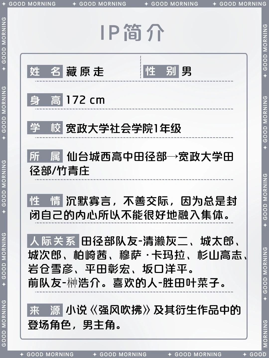 《强风吹拂》藏原走角色介绍 | 奔跑的理由与孤独之美