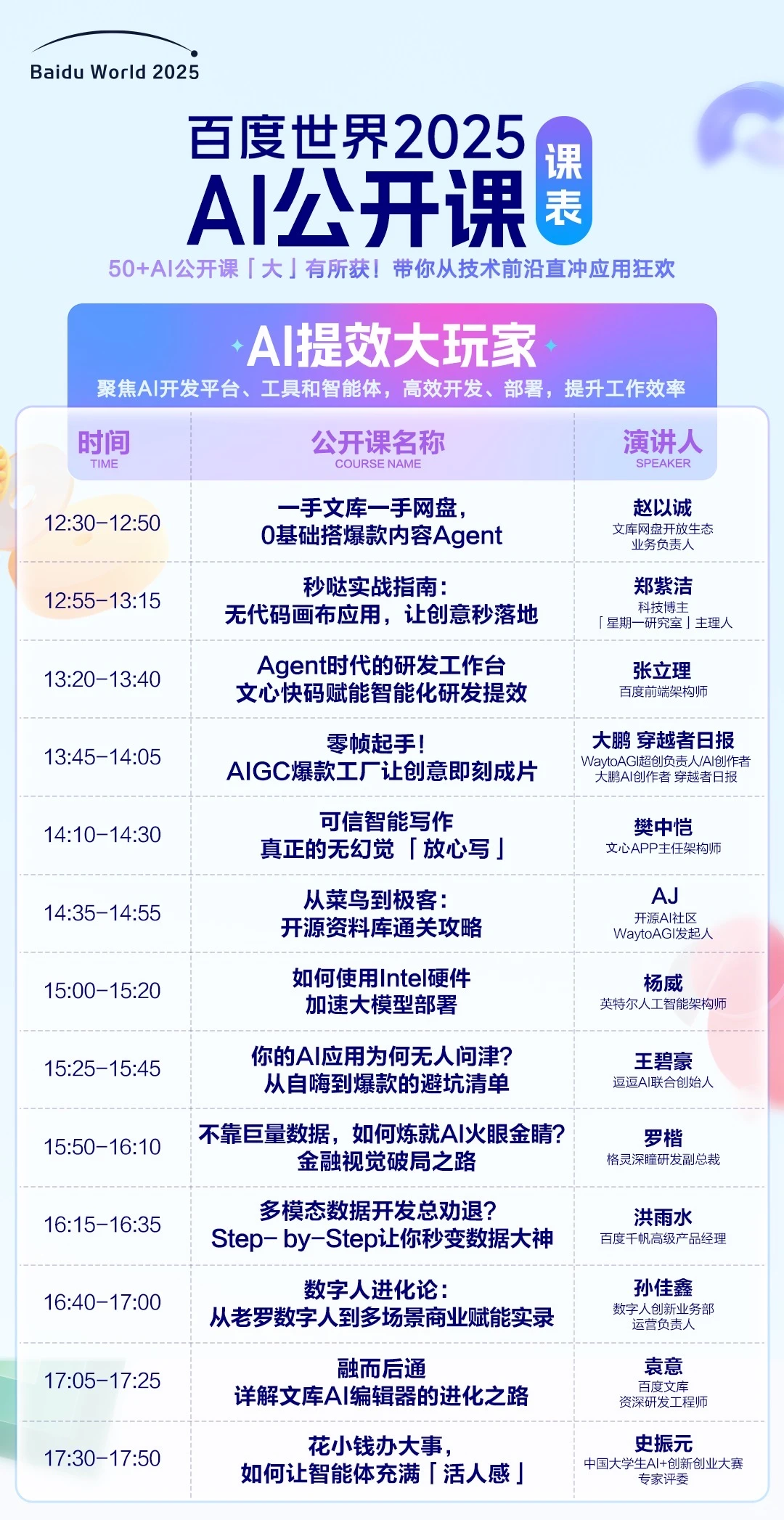 百度世界2025公开课全攻略：50+免费AI课，从技术到变现一网打尽