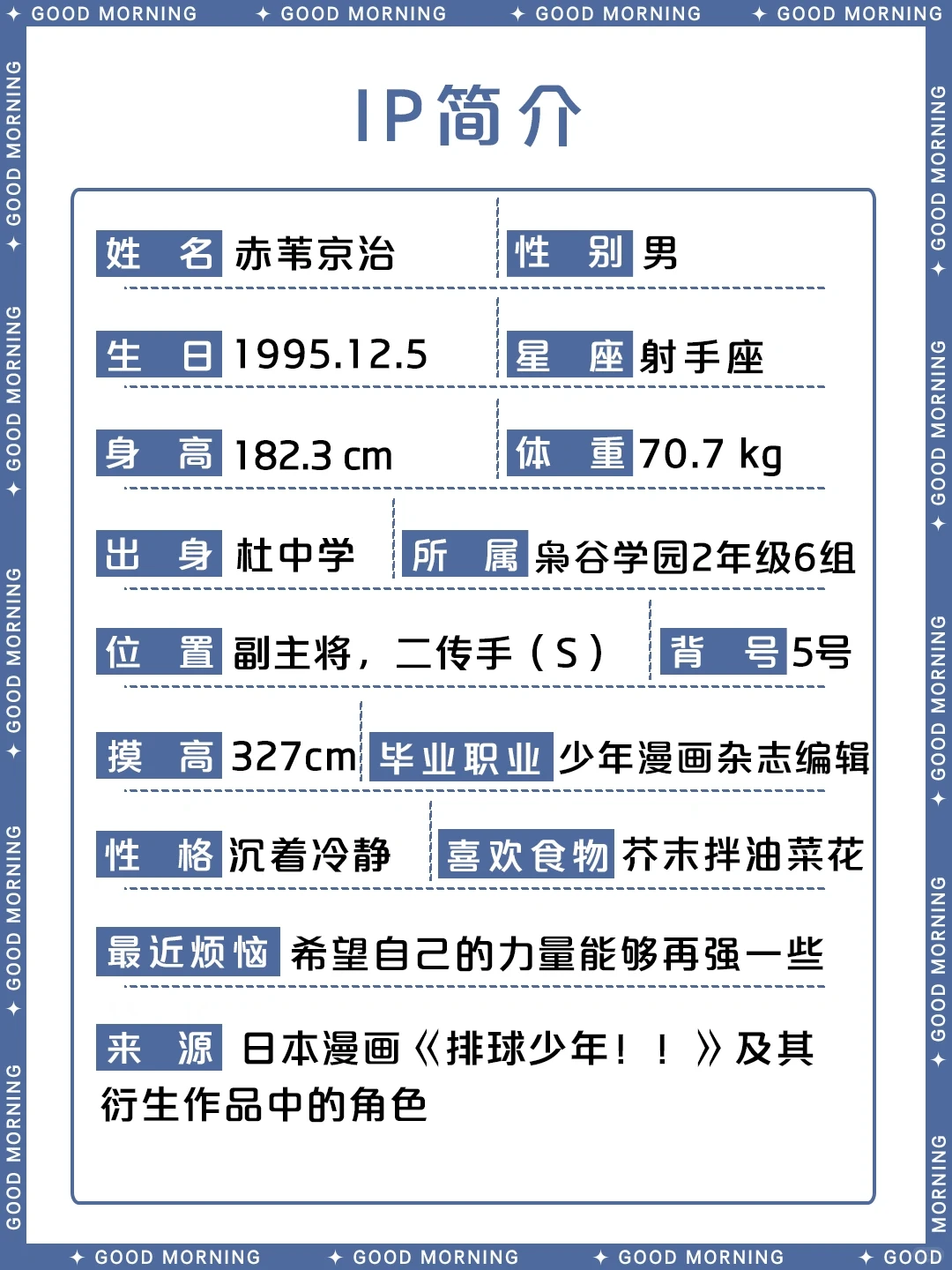 排球少年赤苇京治角色介绍：基本资料、性格与能力详解