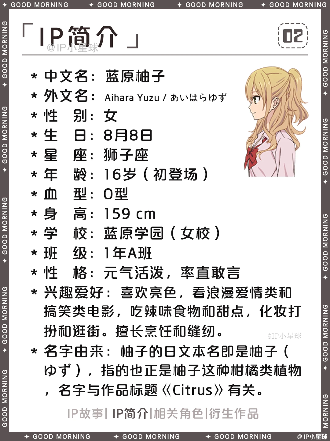 蓝原柚子介绍：Citrus女主角的恋爱故事与角色档案