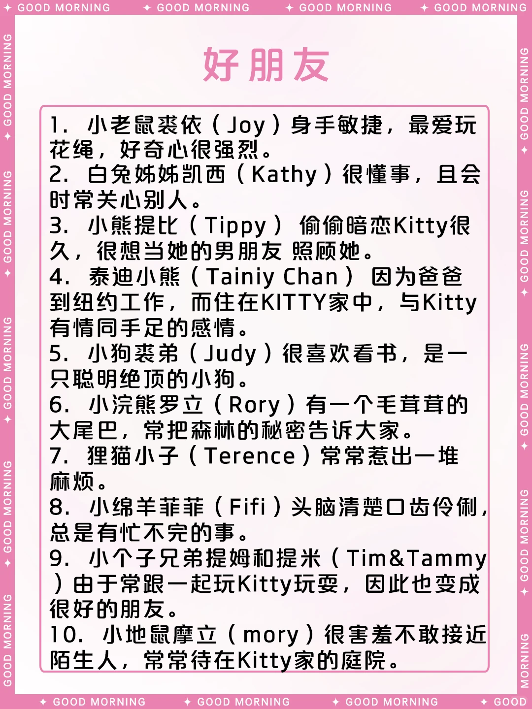 三丽鸥Hello Kitty角色介绍｜凯蒂猫的档案与故事