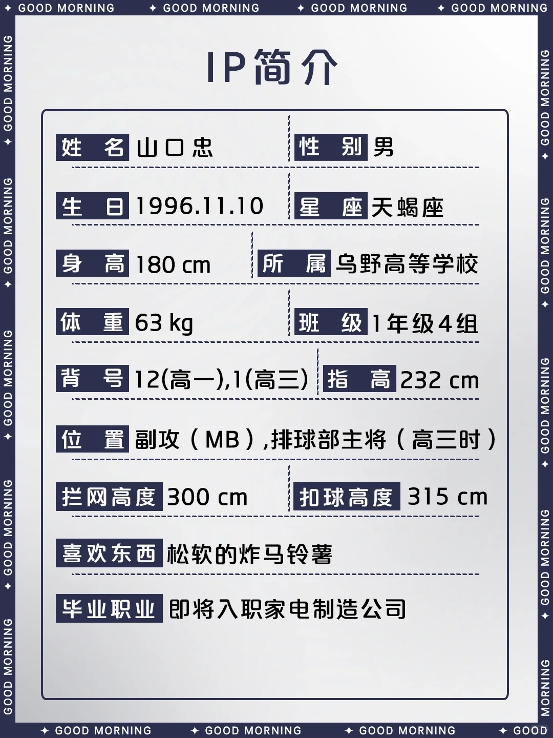 山口忠 | 乌野的跳飘球主将 | 排球少年角色介绍