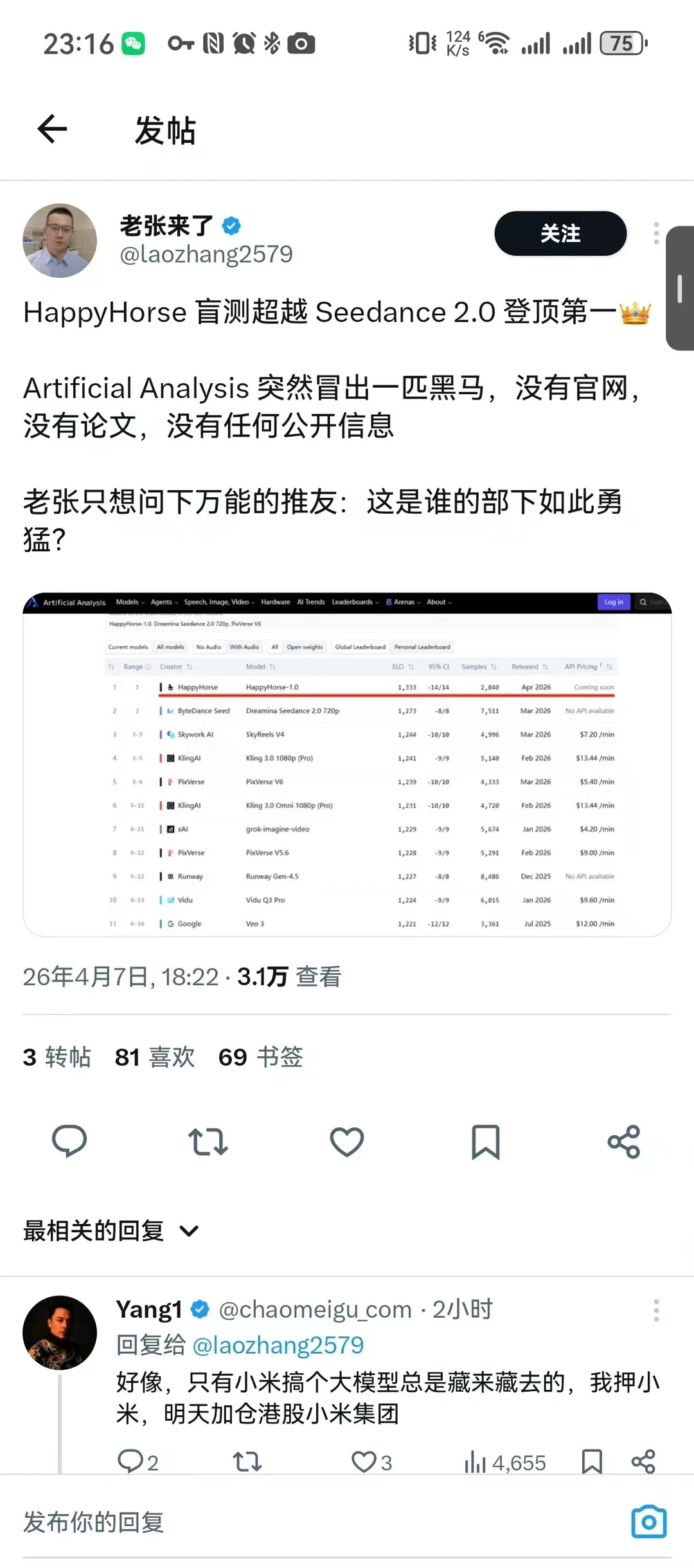 文生视频匿名黑马HappyHorse盲测夺冠，疑为阿里实验室出品
