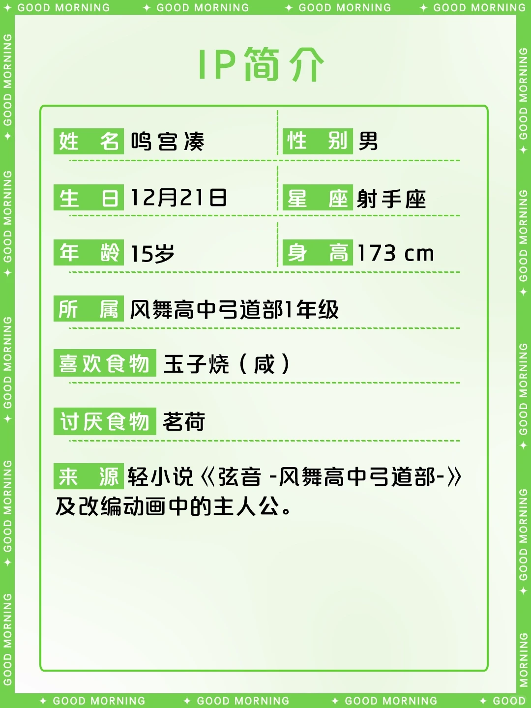 鸣宫凑角色介绍 - 弦音风舞高中弓道部主角